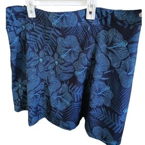 Rip Skirt Womens XLarge Blue Tropical Floral Print Athletic hook loop Skirt